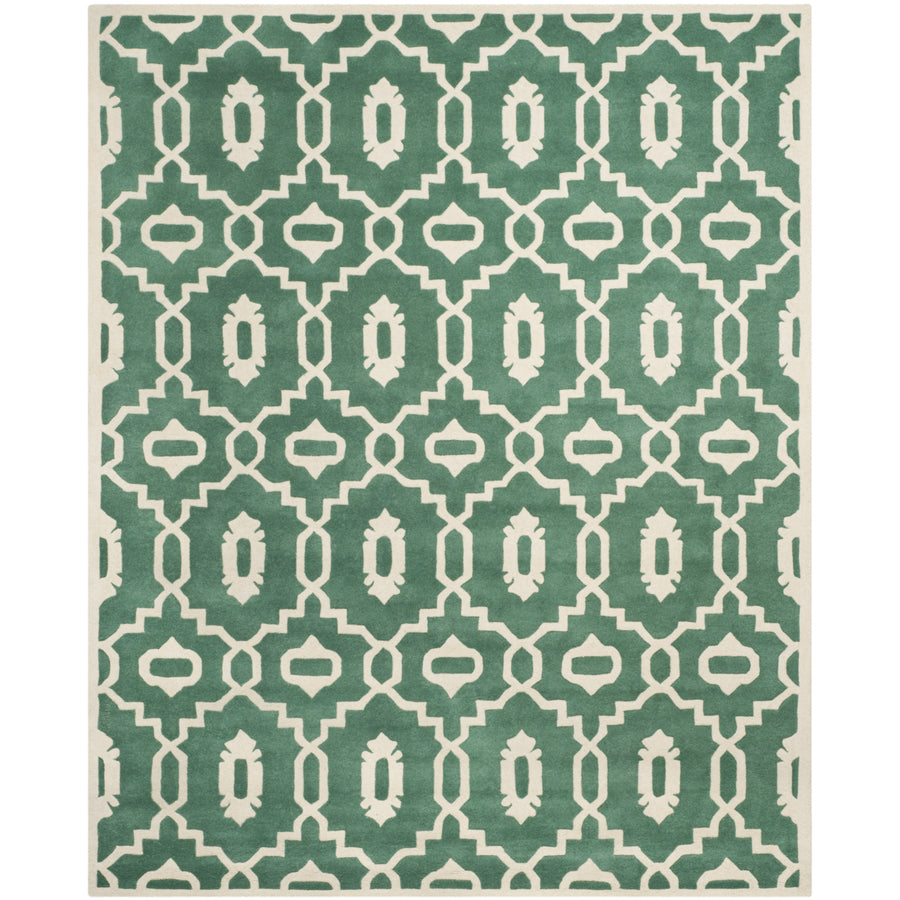 SAFAVIEH Chatham CHT745T Handmade Teal / Ivory Rug Image 1