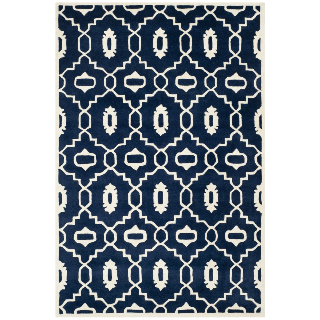 SAFAVIEH Chatham CHT745C Handmade Dark Blue / Ivory Rug Image 8