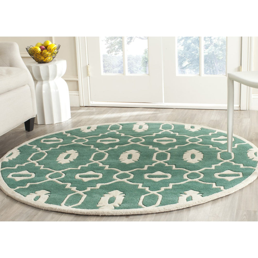 SAFAVIEH Chatham CHT745T Handmade Teal / Ivory Rug Image 2