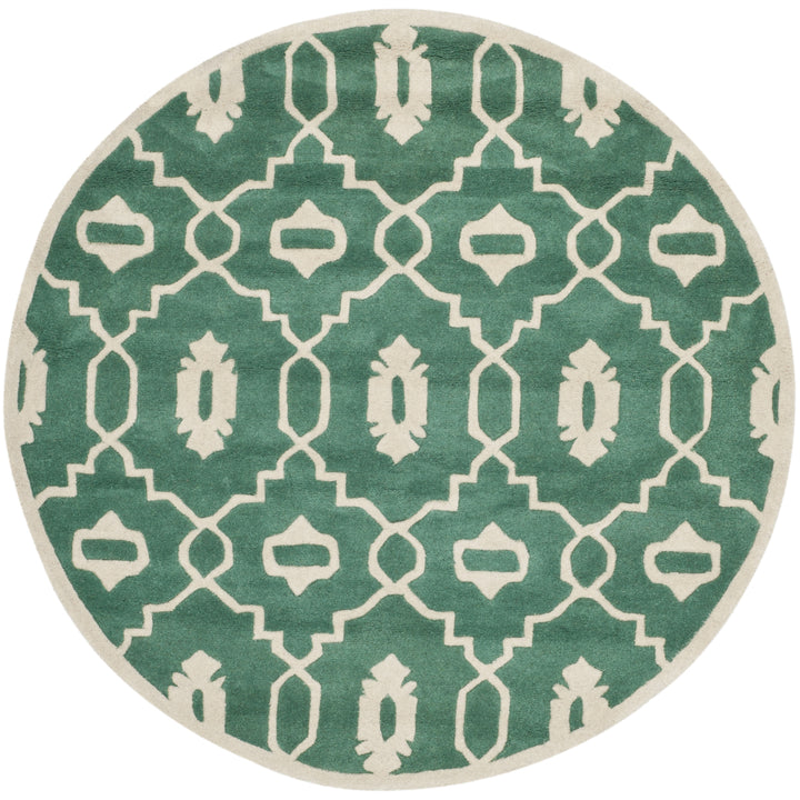 SAFAVIEH Chatham CHT745T Handmade Teal / Ivory Rug Image 4