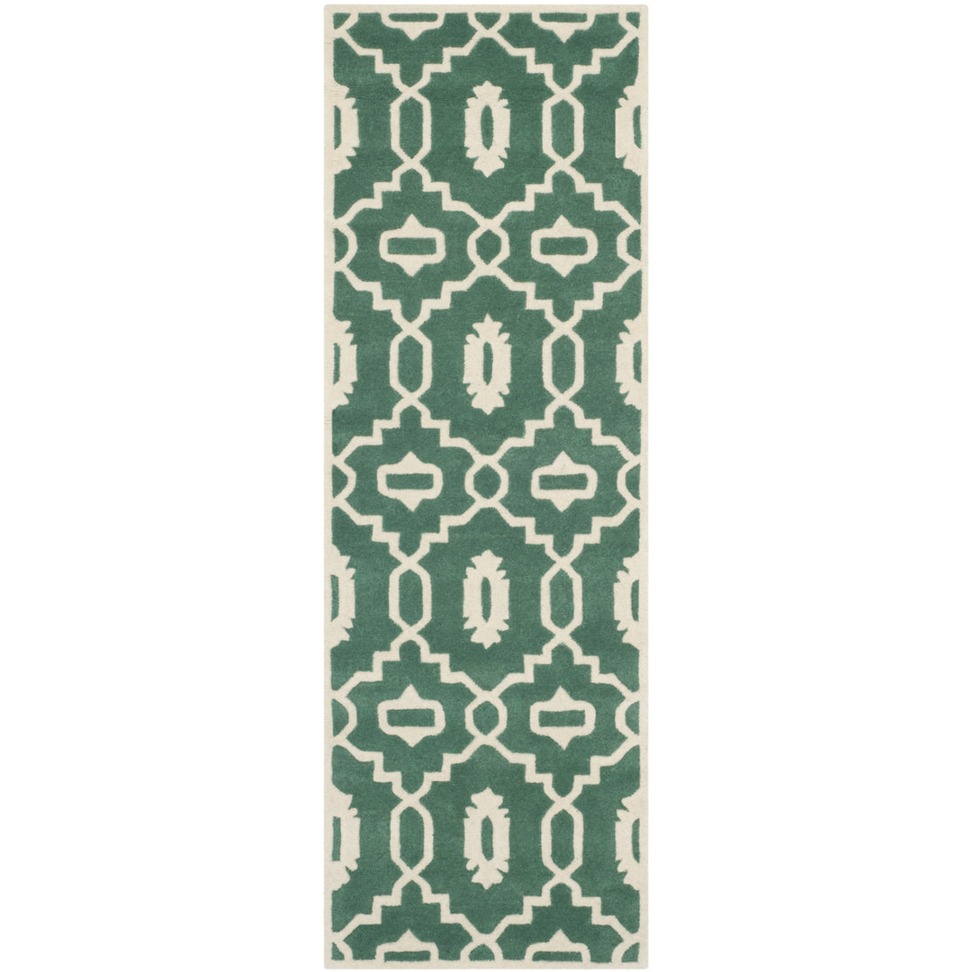 SAFAVIEH Chatham CHT745T Handmade Teal / Ivory Rug Image 5