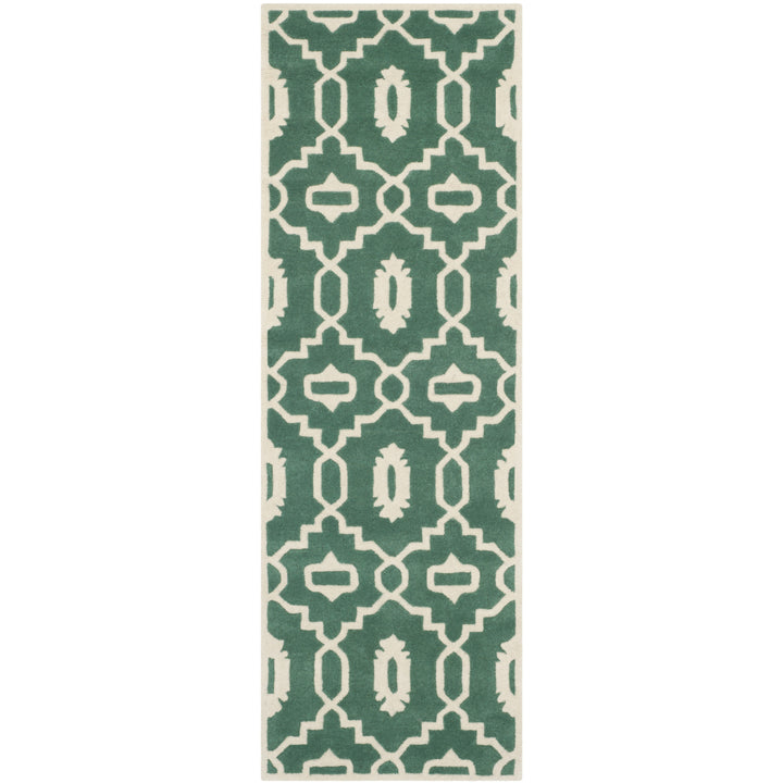 SAFAVIEH Chatham CHT745T Handmade Teal / Ivory Rug Image 5