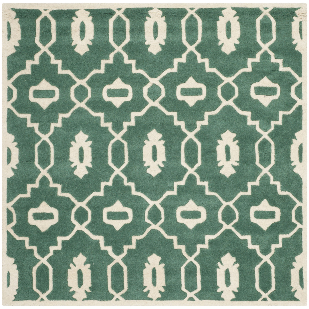 SAFAVIEH Chatham CHT745T Handmade Teal / Ivory Rug Image 6