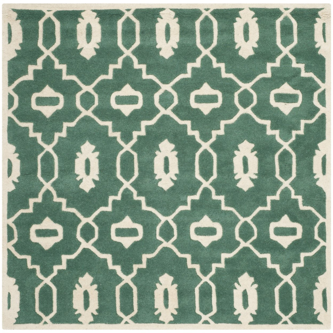 SAFAVIEH Chatham CHT745T Handmade Teal / Ivory Rug Image 1