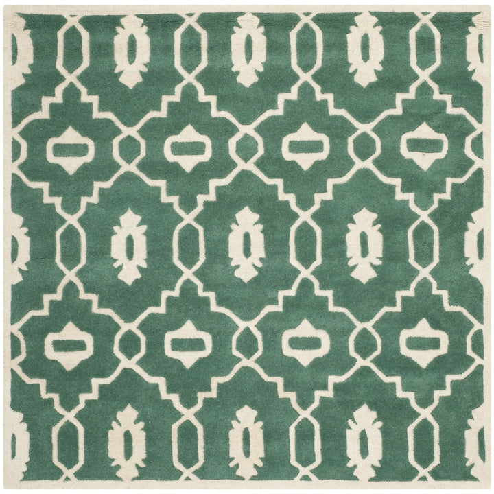 SAFAVIEH Chatham CHT745T Handmade Teal / Ivory Rug Image 1