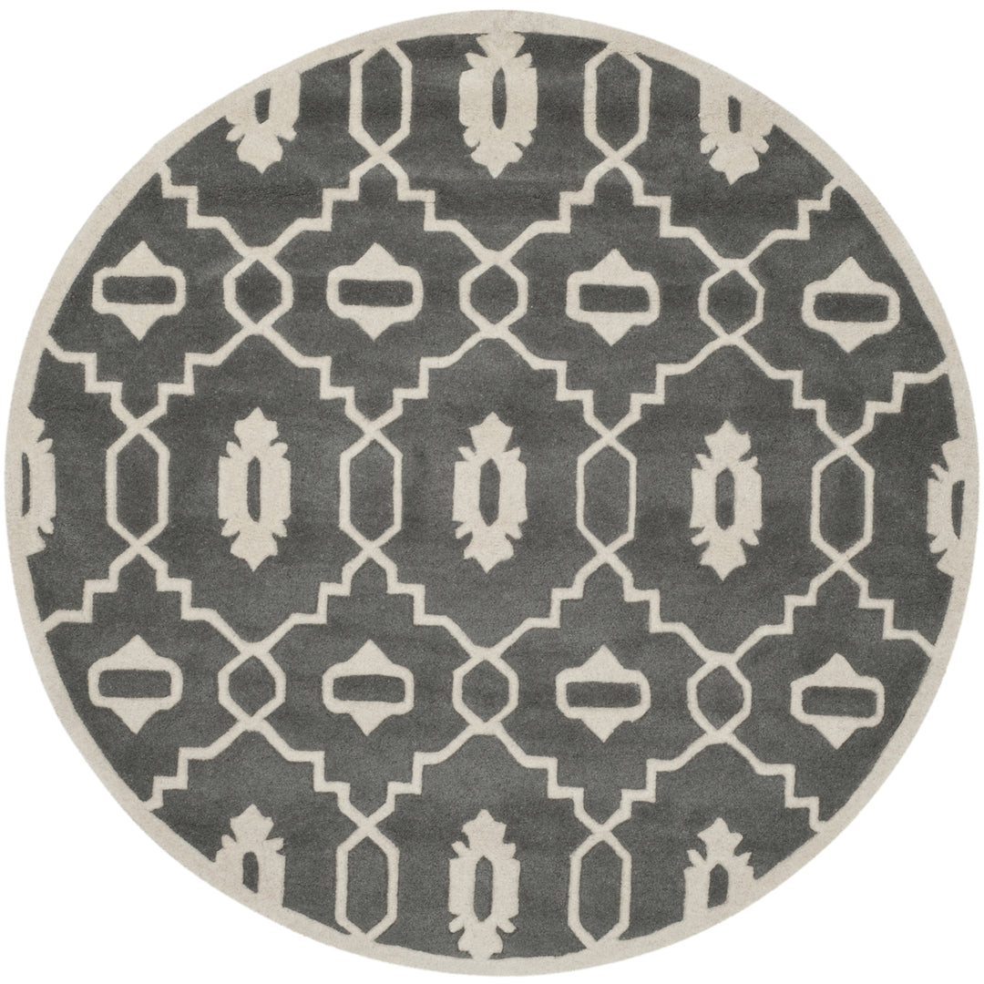 SAFAVIEH Chatham CHT745D Handmade Dark Grey / Ivory Rug Image 4