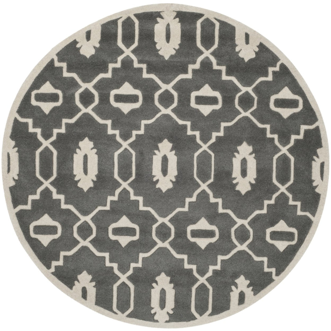 SAFAVIEH Chatham CHT745D Handmade Dark Grey / Ivory Rug Image 1