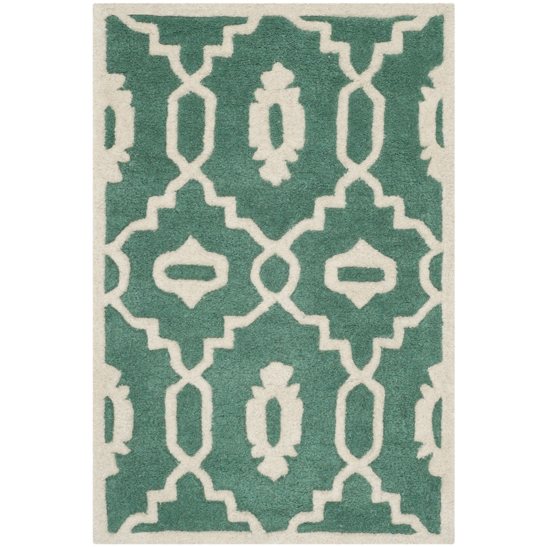 SAFAVIEH Chatham CHT745T Handmade Teal / Ivory Rug Image 1