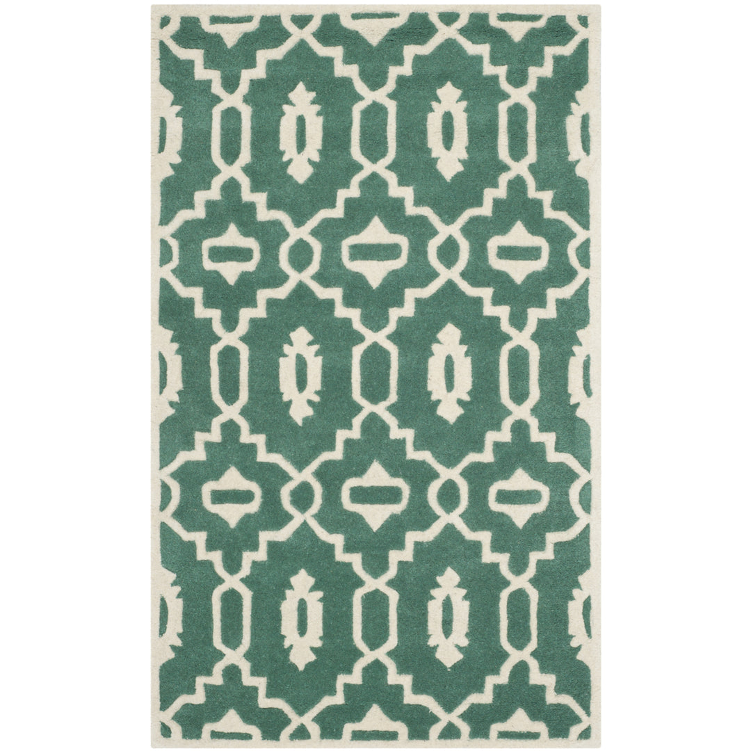 SAFAVIEH Chatham CHT745T Handmade Teal / Ivory Rug Image 9