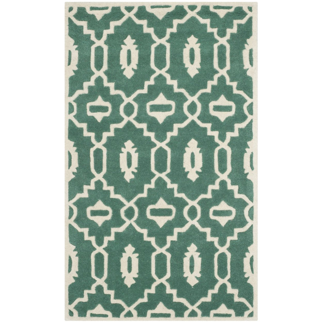 SAFAVIEH Chatham CHT745T Handmade Teal / Ivory Rug Image 1