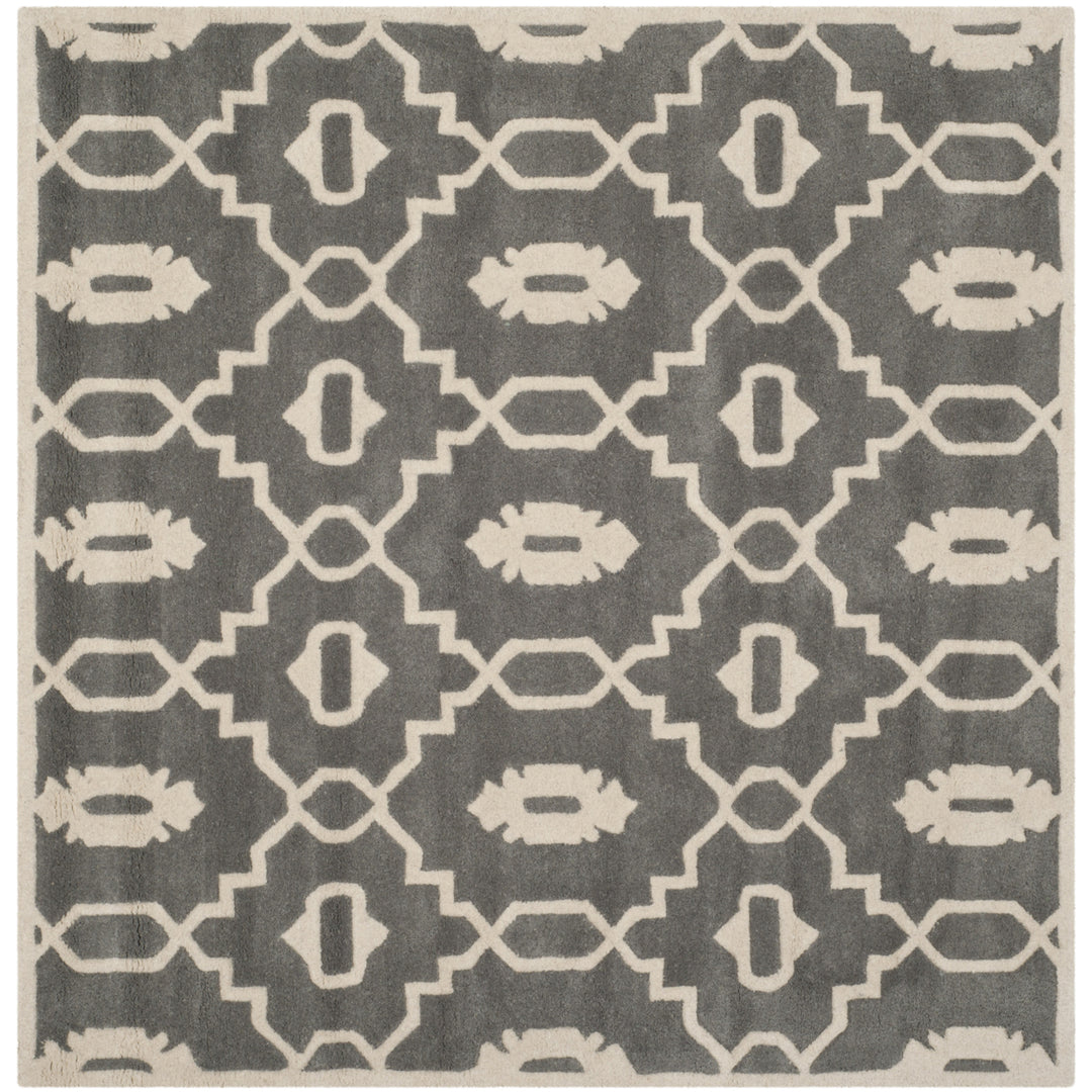 SAFAVIEH Chatham CHT745D Handmade Dark Grey / Ivory Rug Image 6