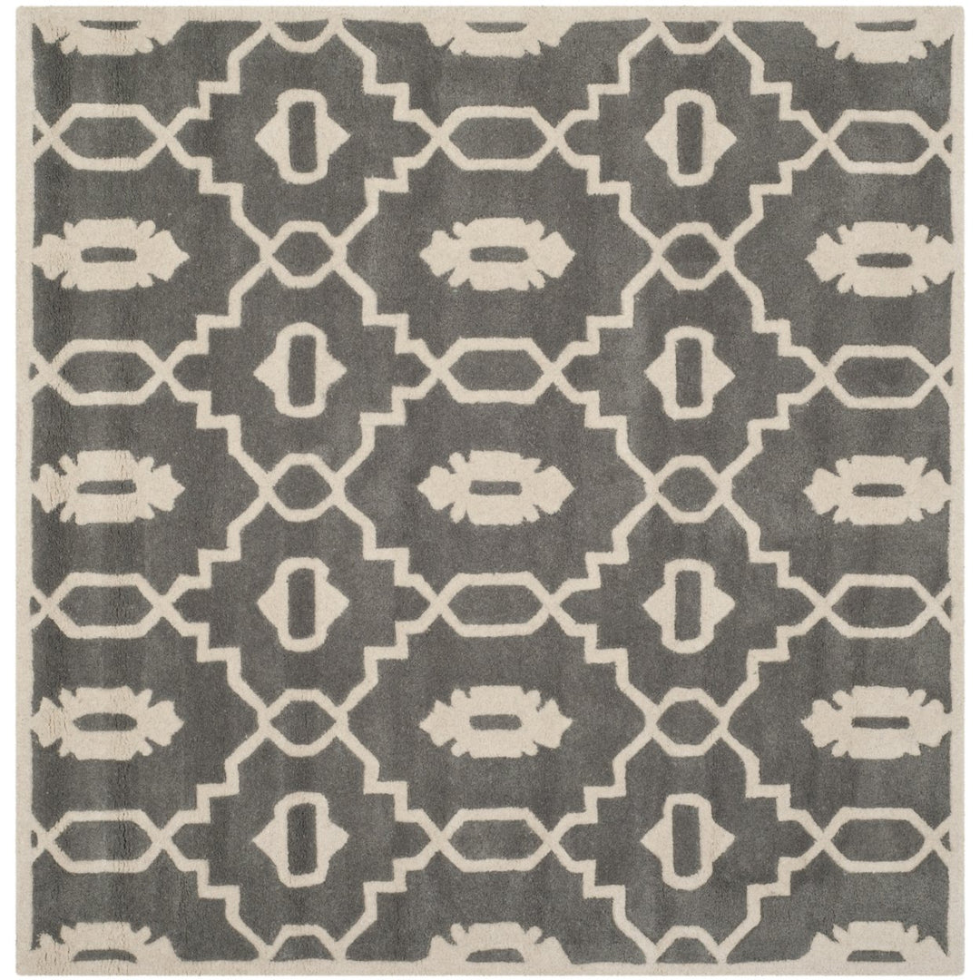 SAFAVIEH Chatham CHT745D Handmade Dark Grey / Ivory Rug Image 1