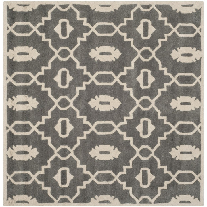 SAFAVIEH Chatham CHT745D Handmade Dark Grey / Ivory Rug Image 1