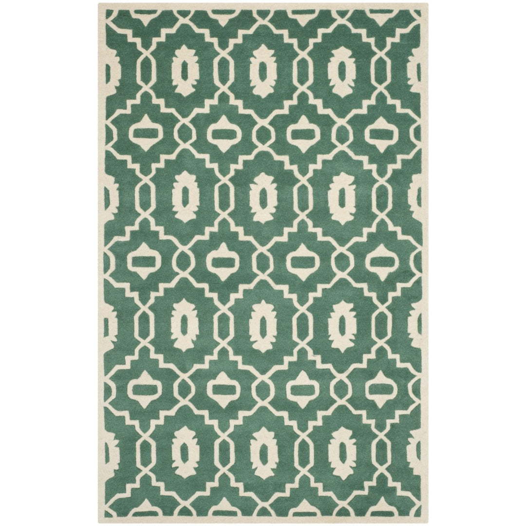 SAFAVIEH Chatham CHT745T Handmade Teal / Ivory Rug Image 10