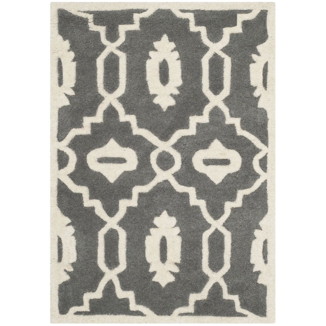 SAFAVIEH Chatham CHT745D Handmade Dark Grey / Ivory Rug Image 8