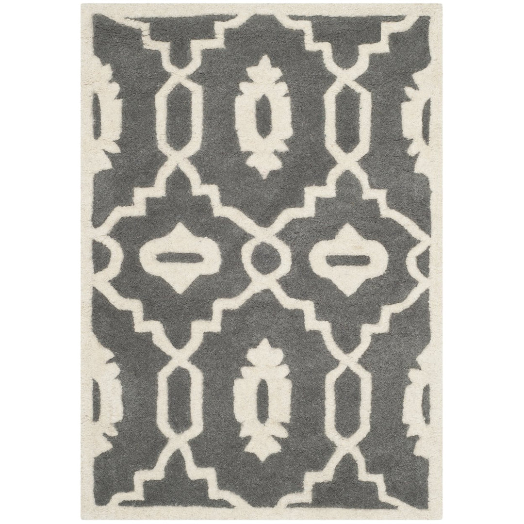 SAFAVIEH Chatham CHT745D Handmade Dark Grey / Ivory Rug Image 1