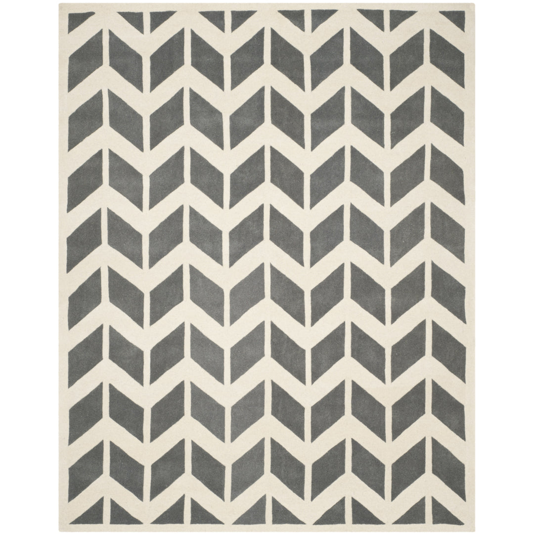 SAFAVIEH Chatham CHT746D Handmade Dark Grey / Ivory Rug Image 1