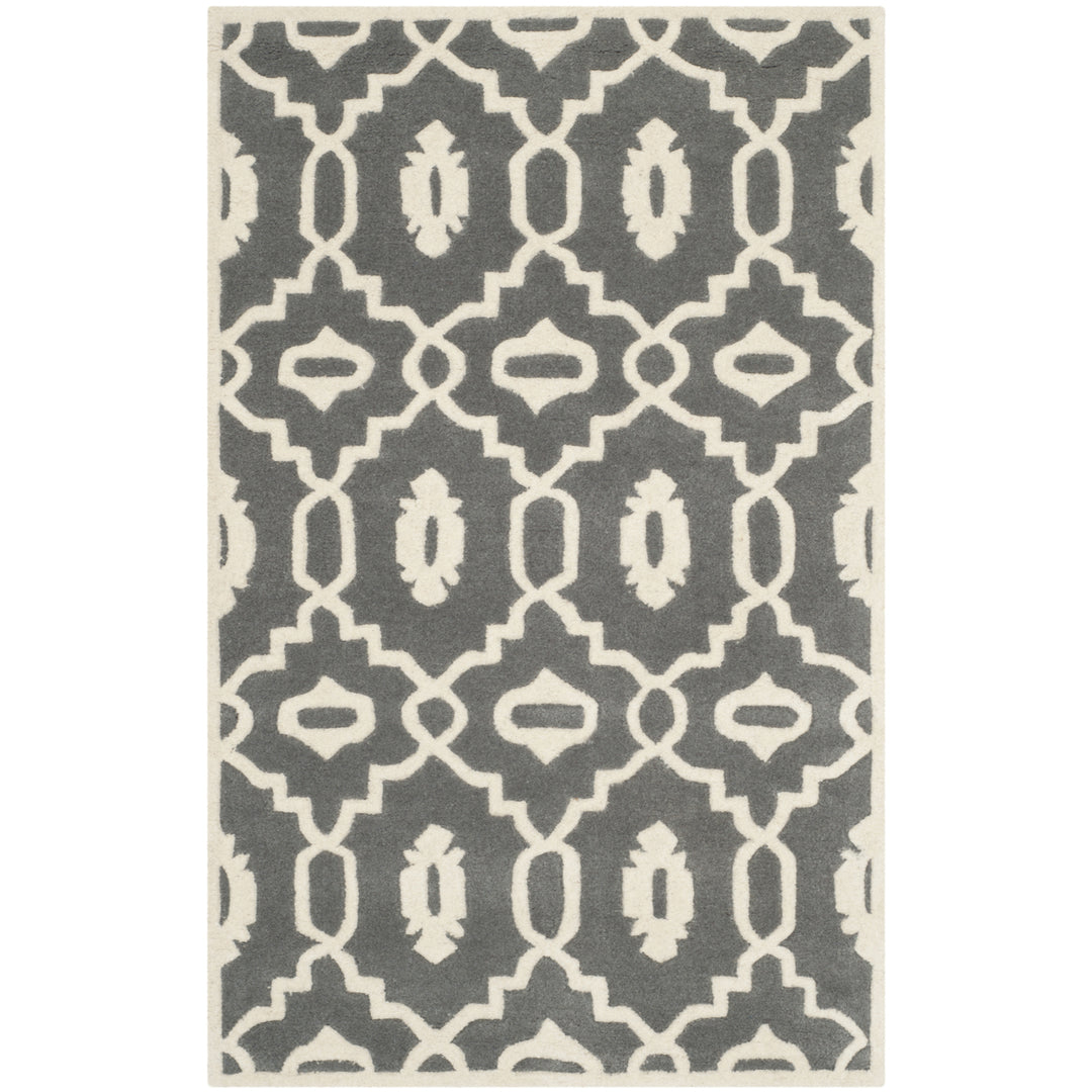 SAFAVIEH Chatham CHT745D Handmade Dark Grey / Ivory Rug Image 9