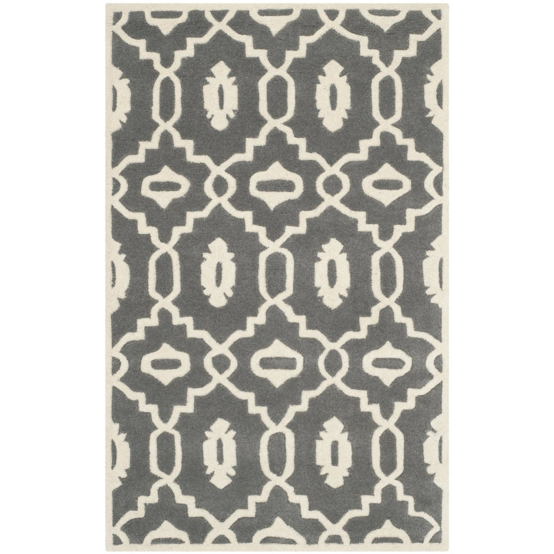 SAFAVIEH Chatham CHT745D Handmade Dark Grey / Ivory Rug Image 1