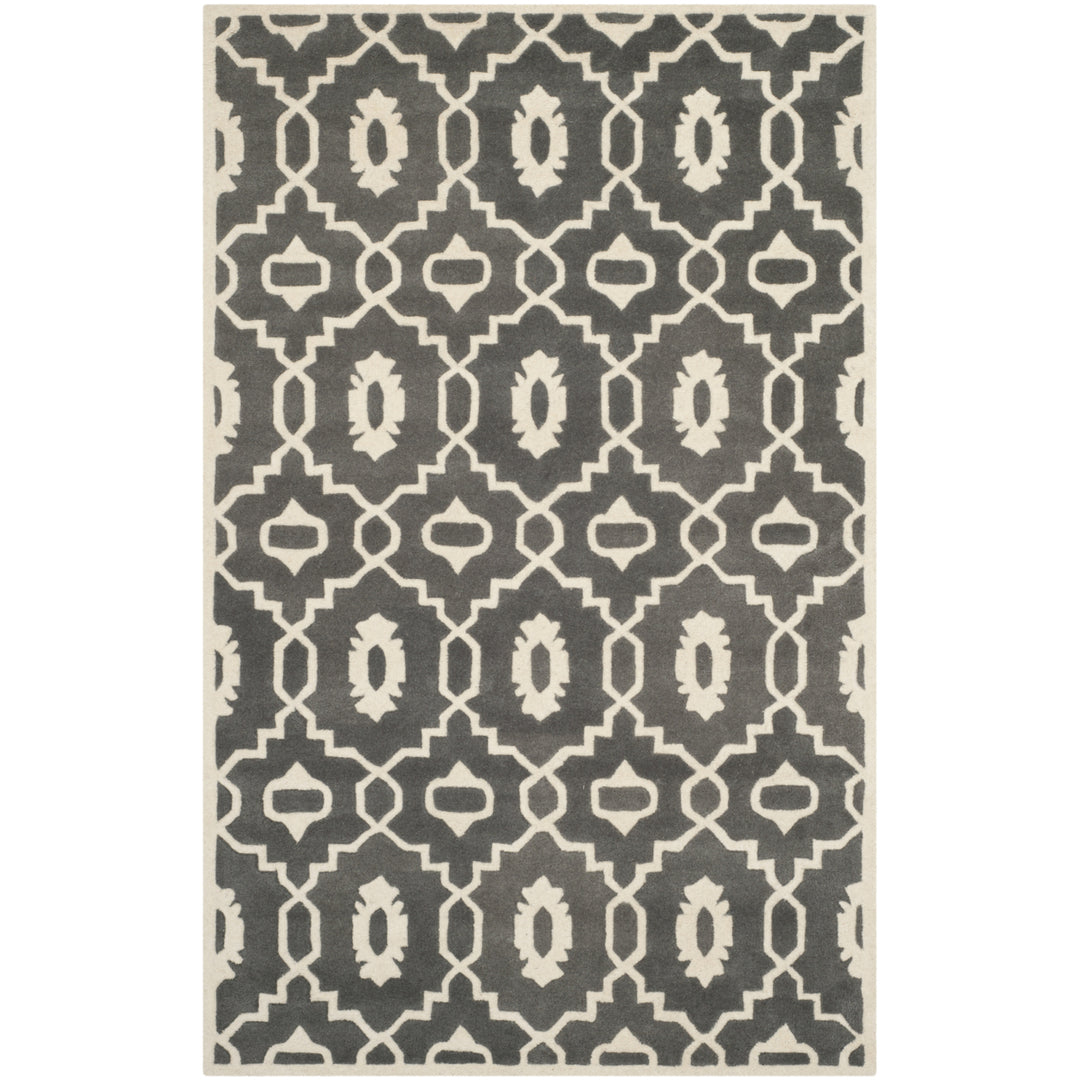 SAFAVIEH Chatham CHT745D Handmade Dark Grey / Ivory Rug Image 10