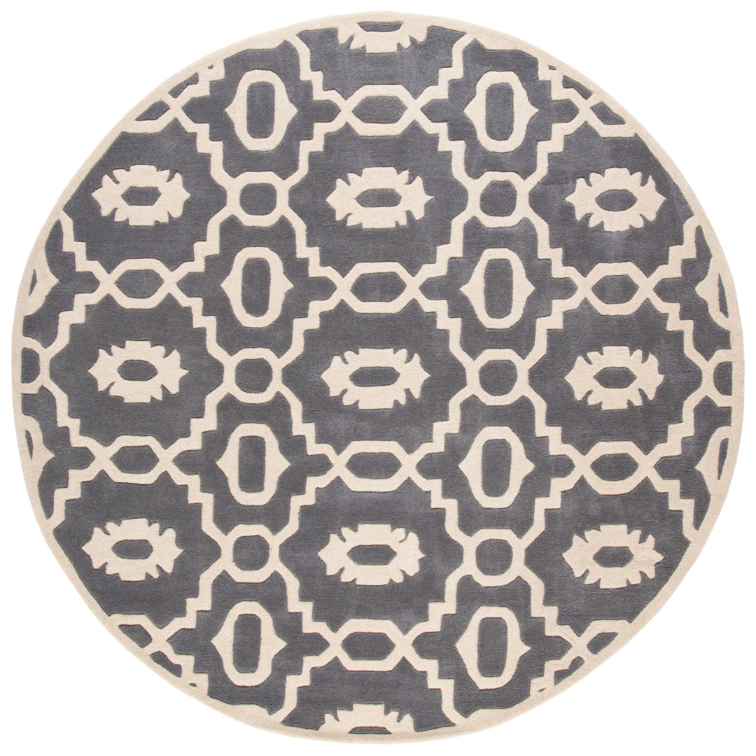 SAFAVIEH Chatham CHT745D Handmade Dark Grey / Ivory Rug Image 11