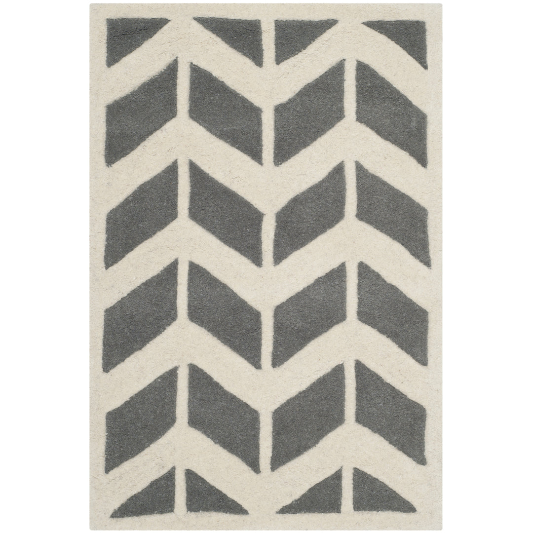 SAFAVIEH Chatham CHT746D Handmade Dark Grey / Ivory Rug Image 8