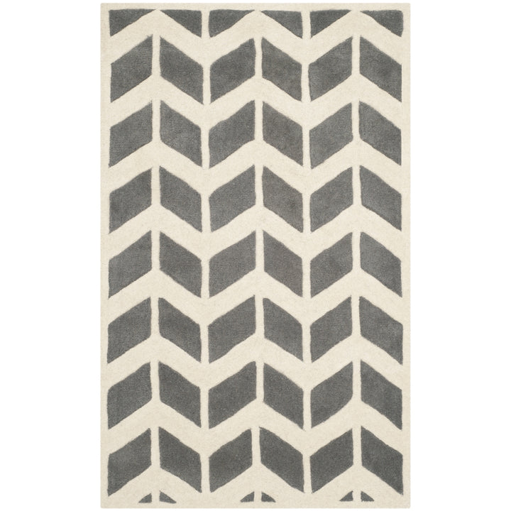 SAFAVIEH Chatham CHT746D Handmade Dark Grey / Ivory Rug Image 9