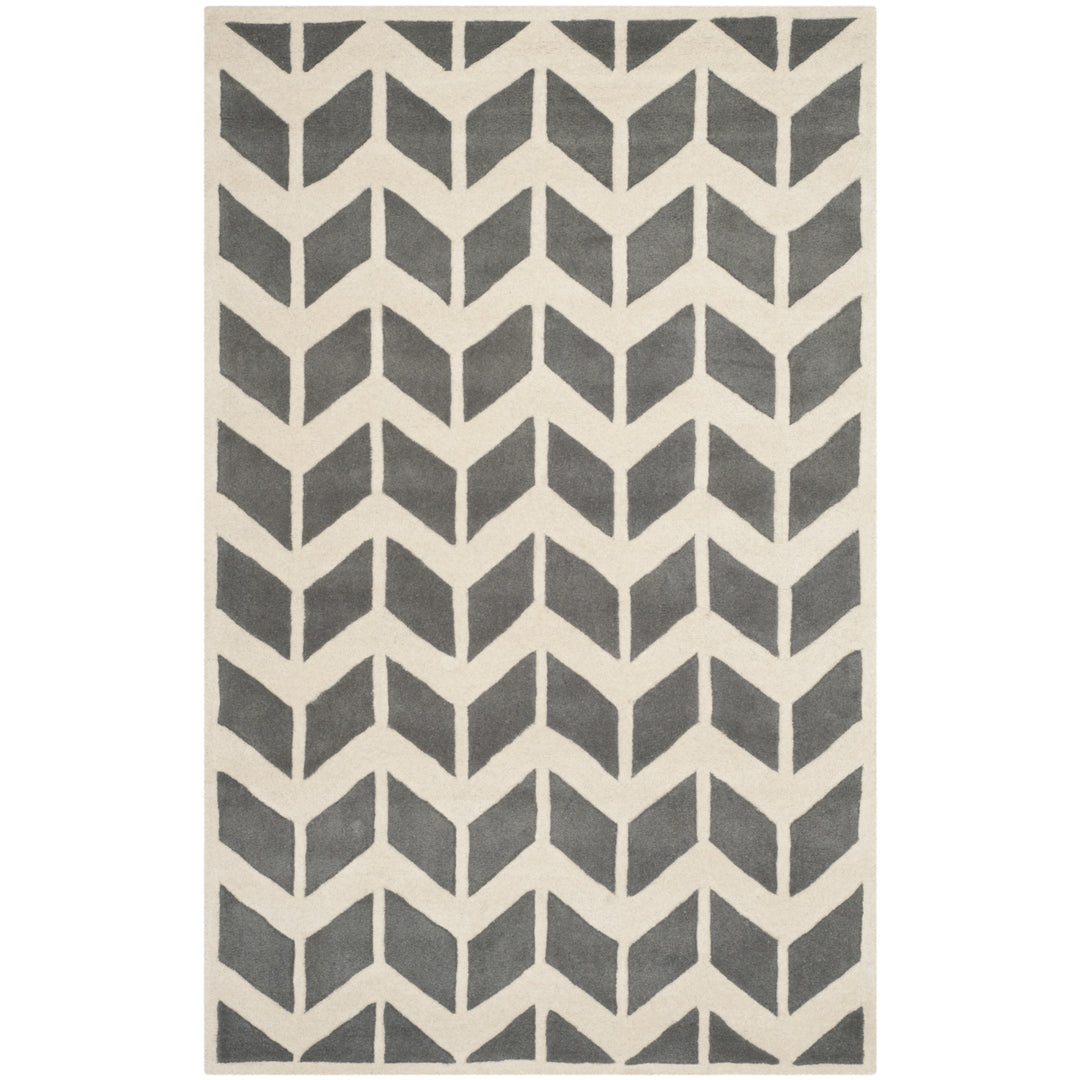 SAFAVIEH Chatham CHT746D Handmade Dark Grey / Ivory Rug Image 10