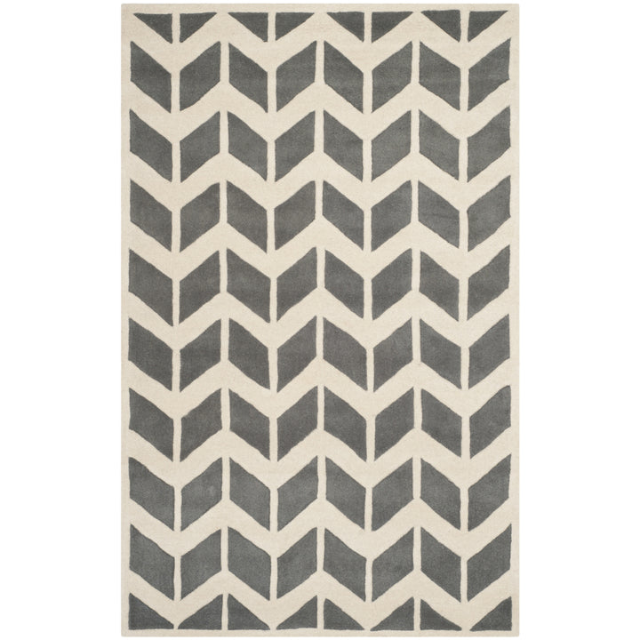 SAFAVIEH Chatham CHT746D Handmade Dark Grey / Ivory Rug Image 10