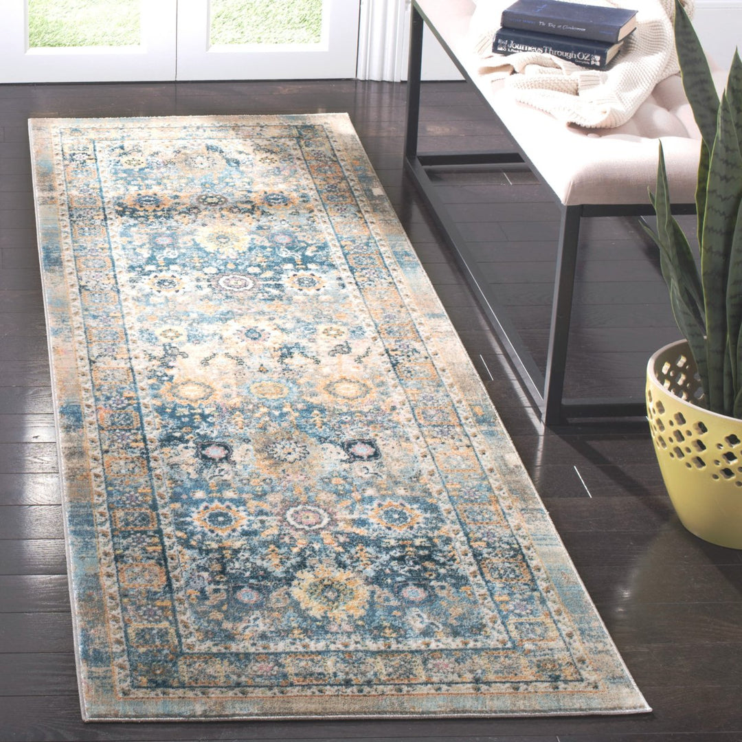 SAFAVIEH Claremont Collection CLR663C Blue / Gold Rug Image 3