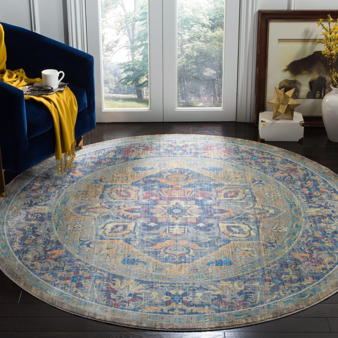 SAFAVIEH Claremont Collection CLR664C Blue / Gold Rug Image 2