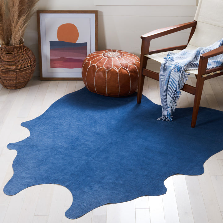 SAFAVIEH Suede Cowhide Collection COH800M Blue Rug Image 1