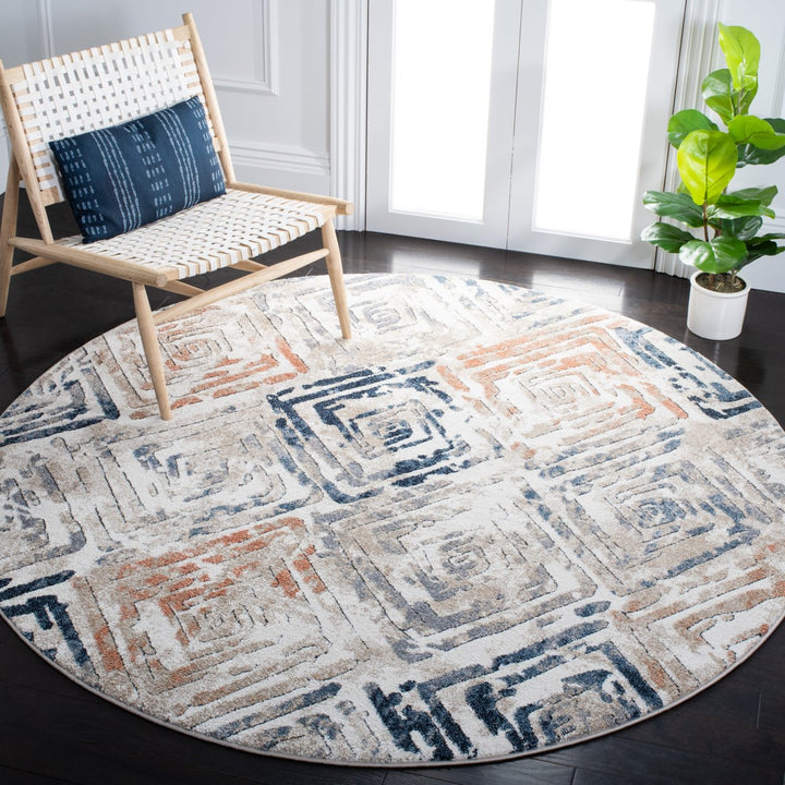 SAFAVIEH Coppertone Collection CPN324A Ivory / Navy Rug Image 2