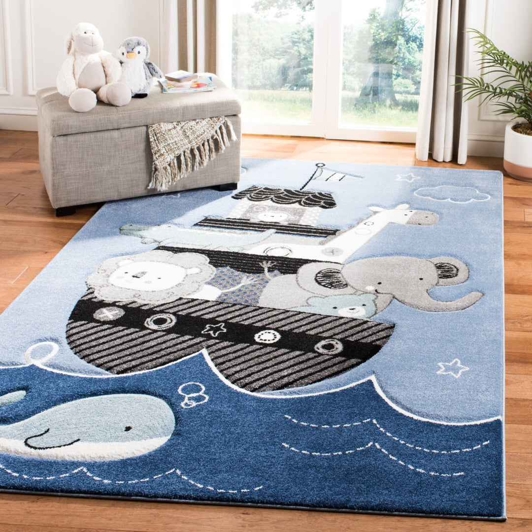 SAFAVIEH Carousel Kids Collection CRK121B Blue / Grey Rug Image 1