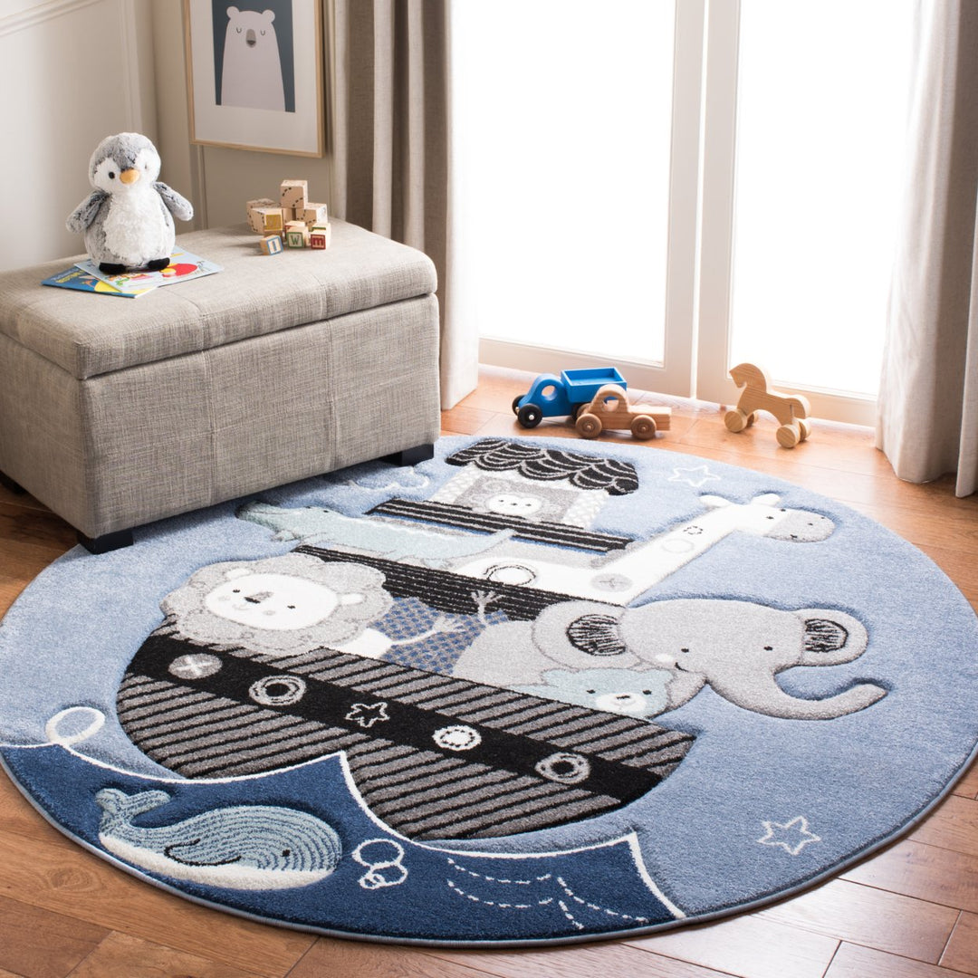 SAFAVIEH Carousel Kids Collection CRK121B Blue / Grey Rug Image 10