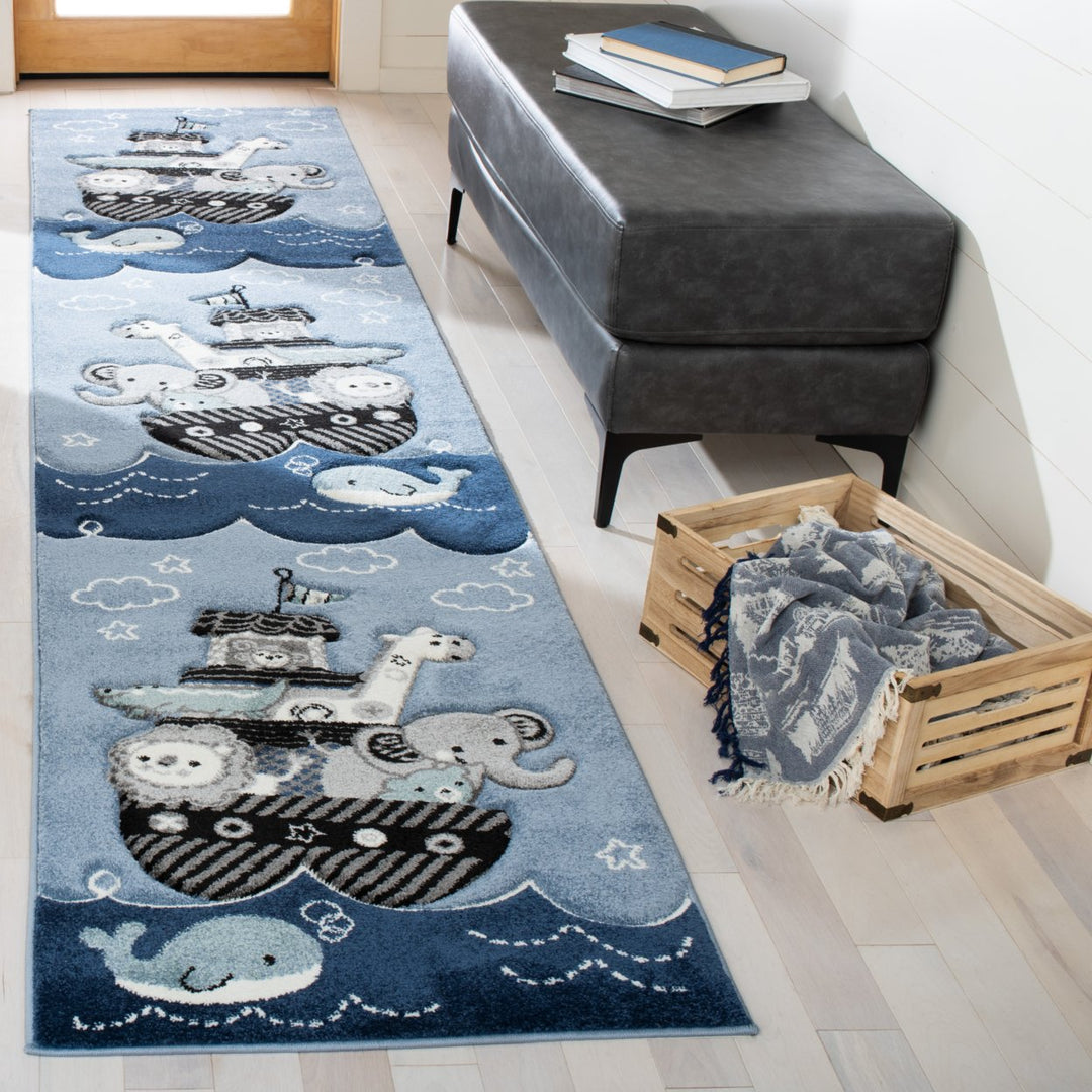 SAFAVIEH Carousel Kids Collection CRK121B Blue / Grey Rug Image 11