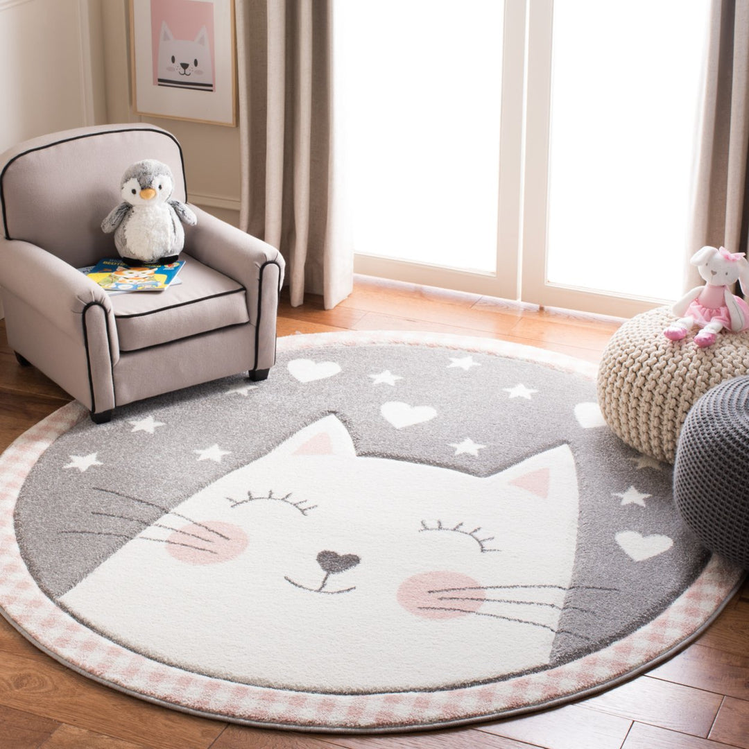 SAFAVIEH Carousel Kids Collection CRK134P Pink / Grey Rug Image 8