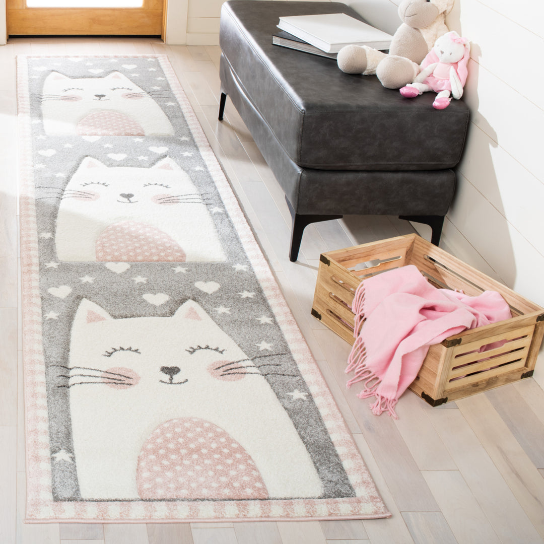 SAFAVIEH Carousel Kids Collection CRK134P Pink / Grey Rug Image 9