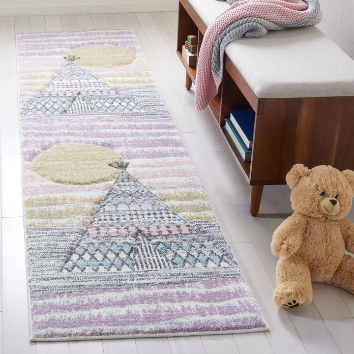 SAFAVIEH Carousel Kids Collection CRK117F Grey / Pink Rug Image 3