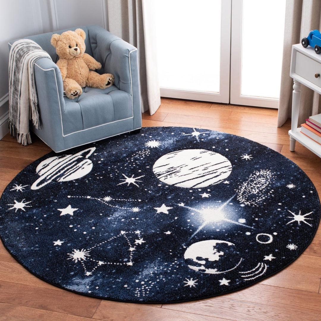 SAFAVIEH Carousel Kids CRK122M Dark Blue / Lt Blue Rug Image 9