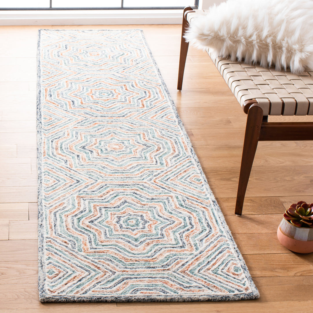 SAFAVIEH Capri Collection CPR215M Handmade Blue/Rust Rug Image 3