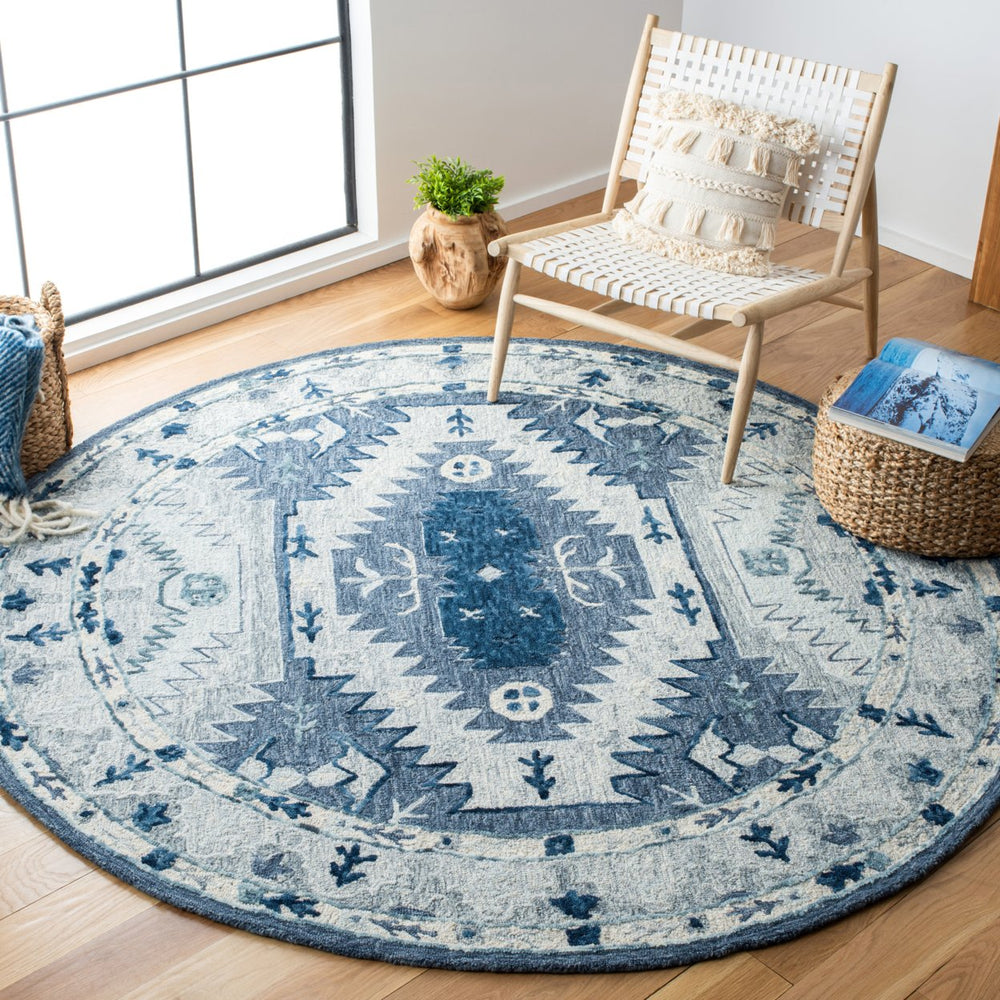 SAFAVIEH Capri Collection CPR218M Handmade Blue/Grey Rug Image 2