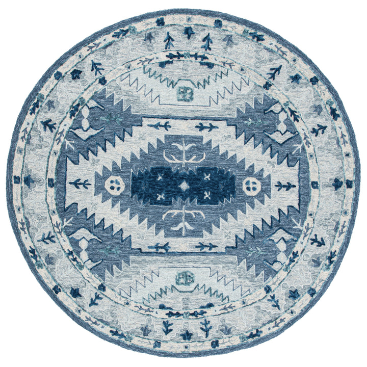 SAFAVIEH Capri Collection CPR218M Handmade Blue/Grey Rug Image 4