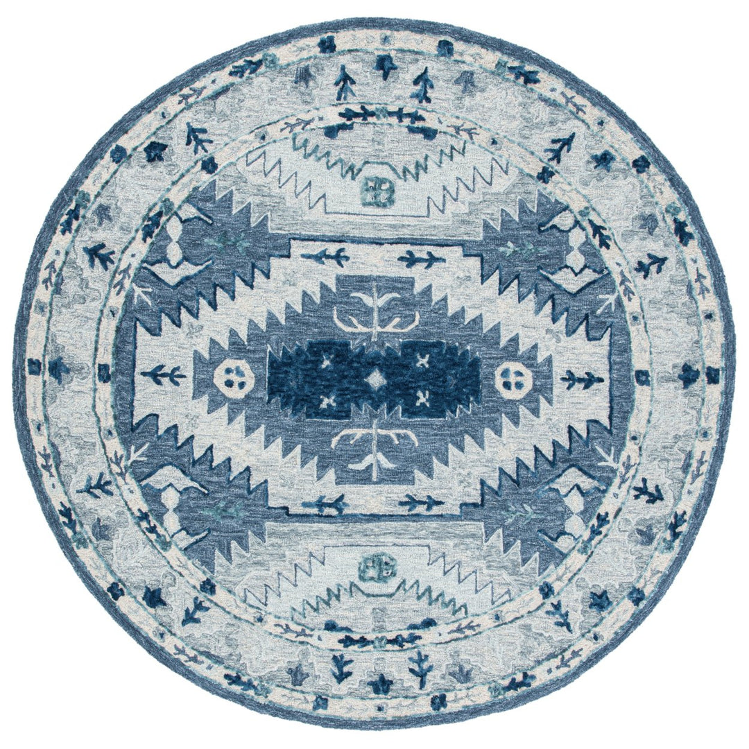 SAFAVIEH Capri Collection CPR218M Handmade Blue/Grey Rug Image 1