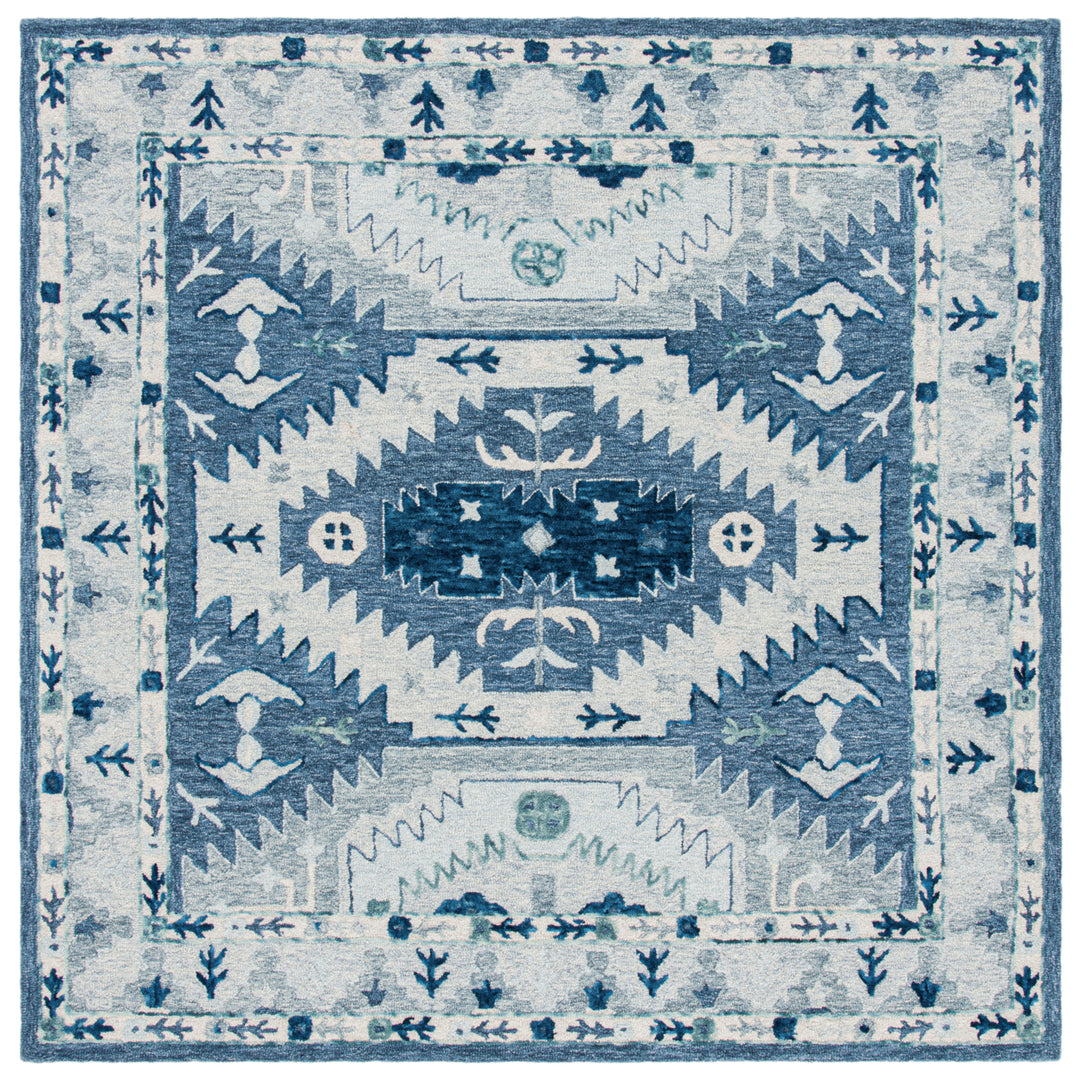 SAFAVIEH Capri Collection CPR218M Handmade Blue/Grey Rug Image 6