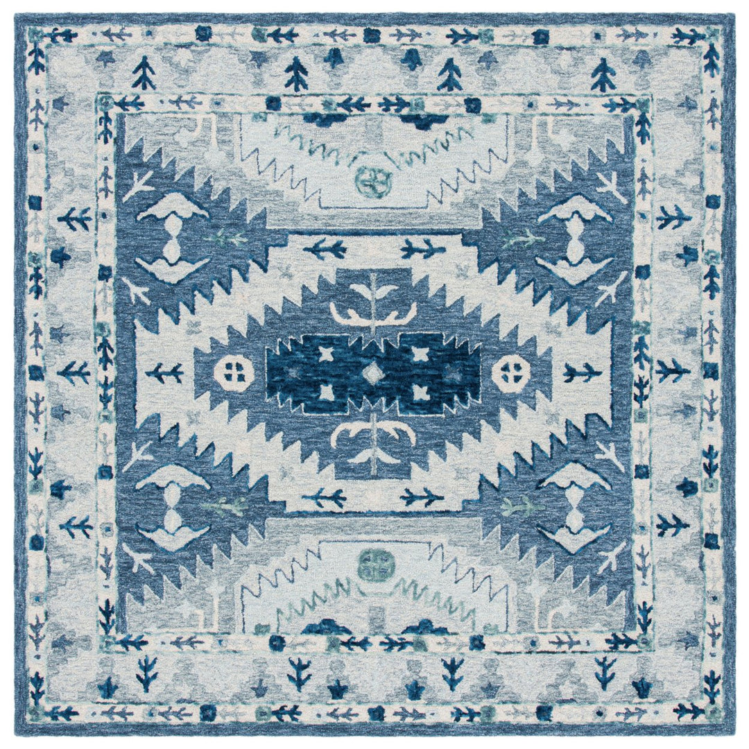 SAFAVIEH Capri Collection CPR218M Handmade Blue/Grey Rug Image 1