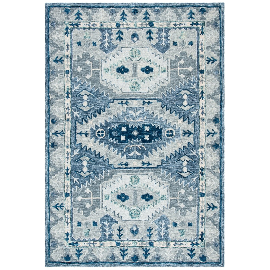 SAFAVIEH Capri Collection CPR218M Handmade Blue/Grey Rug Image 1