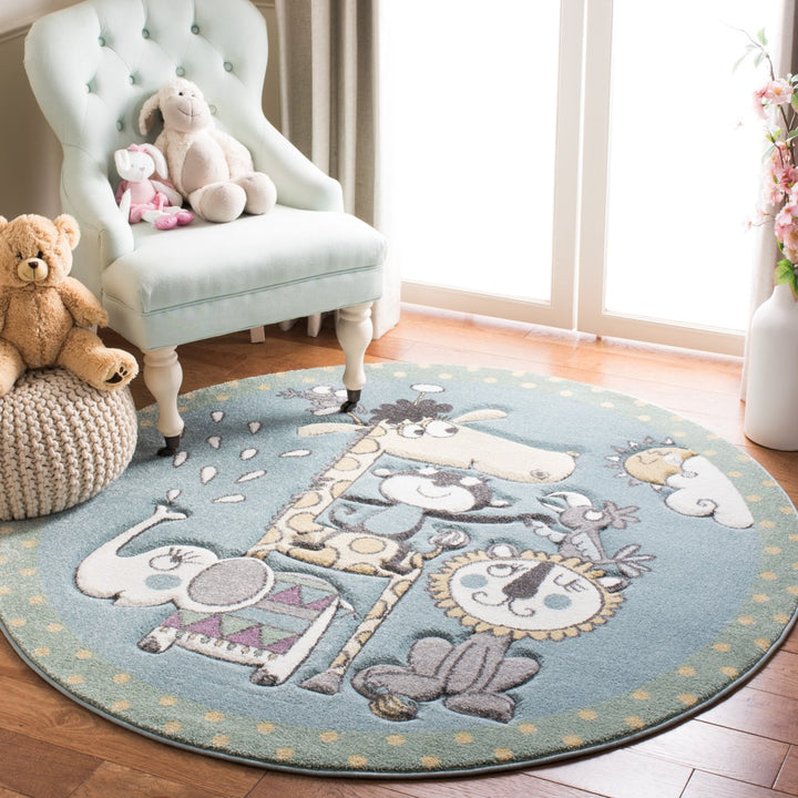 SAFAVIEH Carousel Kids Collection CRK185A Ivory/Blue Rug Image 8