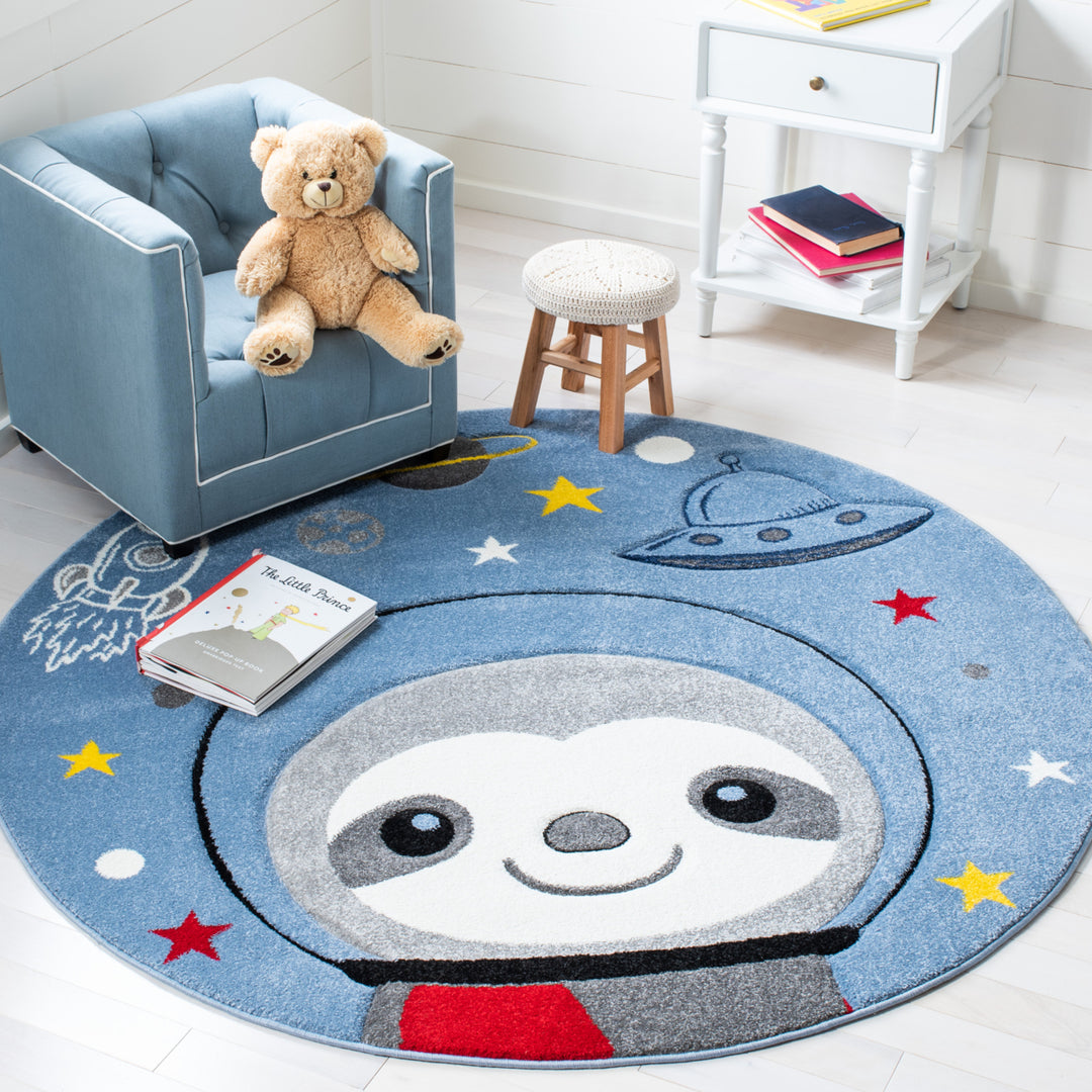 SAFAVIEH Carousel Kids Collection CRK140M Blue / Grey Rug Image 2