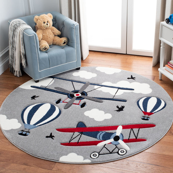 SAFAVIEH Carousel Kids CRK137F Light Grey / Red Rug Image 8